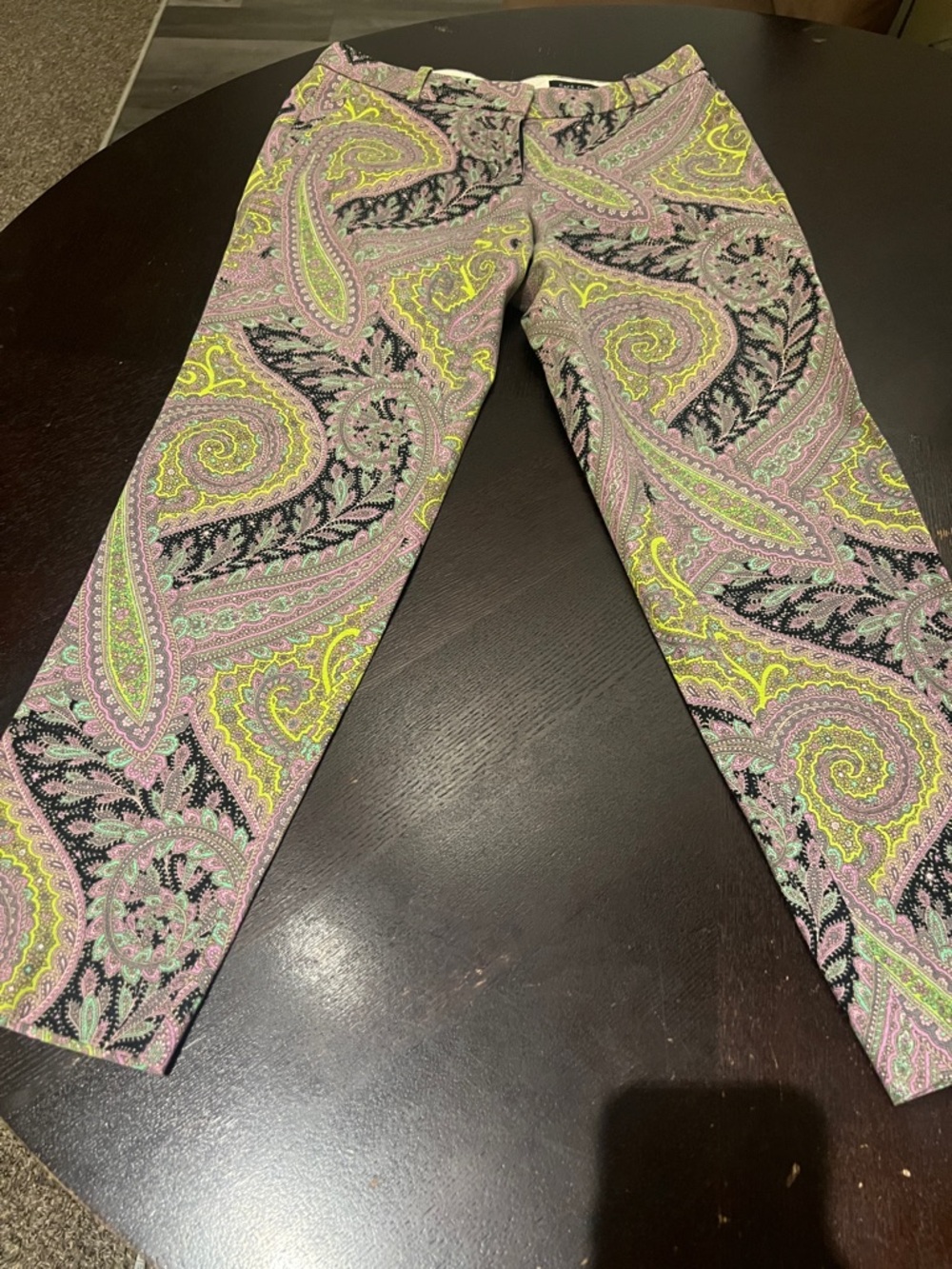 Classic J. Crew Sovereign Paisley Capris with Navy, Yellow and Lilac Accents
